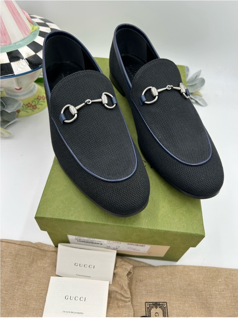 Men’s Gucci NEW JORDAAN canvas horse bit loafer size 13 made in Italy